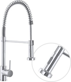 Gamma Spiral, stojanková drezová batéria s elastickou výlevkou, chrómová, GMA-BSL-CH