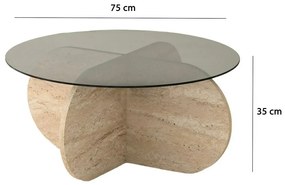 Konferenčný stolík Bubble Travertine s tmavým sklom