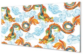 Sklenený obraz Japonské farebné drakmi 125x50 cm