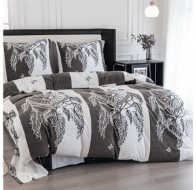 Sada mikroplyšových obliečok TIRSO sivo-biele + obliečka mikroplyš SOFT 90x200 cm biele, jednolôžko