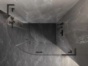 Mexen Lunar, L pravý polkruhový sprchový kút 100 x 90 cm, 8mm číre sklo, grafitový profil, 833L-100P-090L-95-00