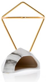 NÁSTENNÝ KERAMICKÝ KVETINÁČ SEMELA SADA 2KS 23X20X11,5 CM+14X10X6 CM BIELA/ZLATÁ