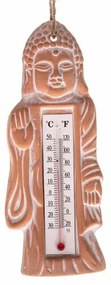 Keramický teplomer Budha, hnedá, v. 22 cm