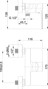 Invena Pinios, sprchové batérie 150mm, chrómová, INV-BN-92-001-X