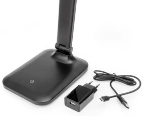 LED stmievateľná dotyková stolová lampa s USB portom REMUS LED/5W/230V čierna