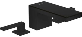 AXOR MyEdition 3-otvorová umývadlová batéria s páčkovými rukoväťami, s rozetami, s odtokovou súpravou Push-Open, výška výtoku 70 mm, matná čierna/čierne sklo, 47050670