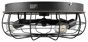 Matne čierne/hnedé stropné svietidlo na diaľkové ovládanie/s ventilátorom Trondheim – Trio