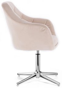 LuxuryForm DESIGN Kreslo ANDORA VELUR na striebornom kríži - krémové