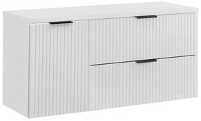 Závesná skrinka pod umývadlo Casad s doskou a košom na bielizeň 120 cm biela