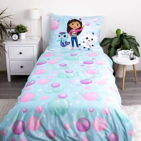 Detská obliečka na jednolôžko z mikrovlákna 140x200 cm Gabby's Dollhouse "bubbles" – Jerry Fabrics