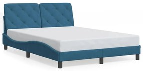 Rám postele s LED svetlami modrý 140x190 cm zamat 3213853