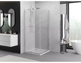 Mexen Exo, 2-krídlový sprchovací kút 90 x 90 cm, 6mm číre sklo, chrómový profil, 8110-090-090-01-00