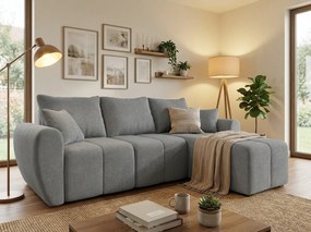 Rozkladacia obojstranná sedacia súprava do L SEVIO 246x145 cm, sivá + 2 vankúšiky ZDARMA