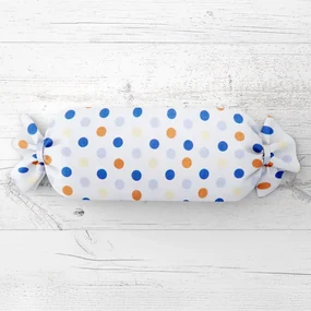 Biante Vankúš valec bonbon Sandra SA-120 Modré a hnedé bodky na bielom 15x80 cm