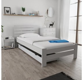 Posteľ PARIS zvýšená 80x200 cm, biela Rošt: S latkovým roštom, Matrac: Matrac Somnia 18 cm