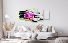 5-dielny obraz wellness zátišie s fialovou orchideou - 100x50