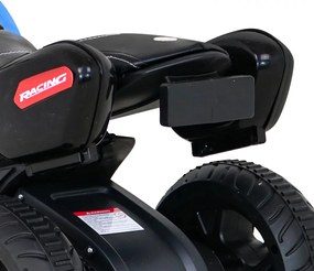 Ramiz Rýchla turistická motorka na batérie pre deti Modrá + Audio + Svetlá + Eko koža