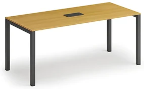 Rokovací stôl PRIMO SQUARE, 180x80 cm, buk + stolová zásuvka TYP I, čierna