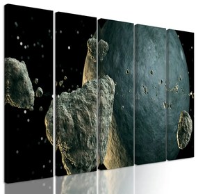 5-dielny obraz meteority krúžiace okolo neznámej planéty