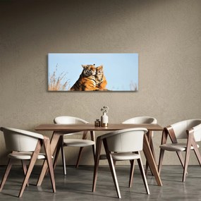 Obraz - Tigrice a jej mláďa (120x50 cm)
