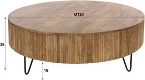 Konferenčný stôl 23-33 Wave Ø120cm Drevo Mango  - Komfort-nábytok