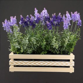 AMADEA Drevený obal na tri kvetináče s motívom kosoštvorcov, 47x17x15cm, drevený kvetináč