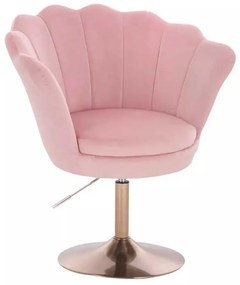 LuxuryForm DESIGN Kreslo FREY VELUR na zlatom tanieri - ružové