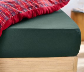 Napínacie flanelové prestieradlo, zelené, štandardná veľkosť