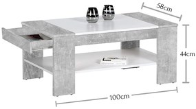 Sconto Konferenčný stolík FINLEY PLUS beton/biela