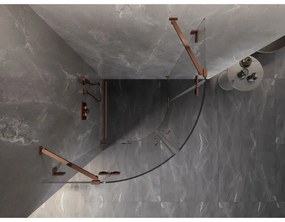 Mexen Lunar, polkruhový výklopný sprchový kút 70 x 70 cm, 8mm číre sklo, profil ružové zlato, 833-070L-070P-60-00