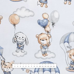 Biante Detský bavlnený štvorcový obrus Sandra SA-469 Zvieratká s padákmi na svetlo modrom 100x100 cm