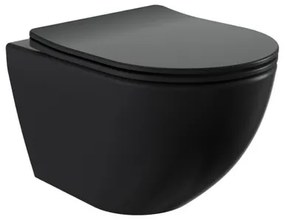 Wc s doskou softclose závesné vírové SAT Fusion čierna mat so zadným odpadom SATFUS010RTORPBKM