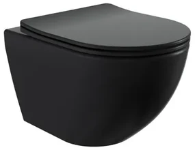 Wc s doskou softclose závesné vírové SAT Fusion čierna mat so zadným odpadom SATFUS010RTORPBKM