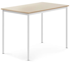 Stôl BORÅS, 1200x800x900 mm, laminát - breza, biela