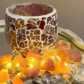 Carneol gemstone mosaic LED lamp - svietnik  KEG PUZZLE