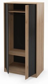 Šatníková skriňa v dekore duba v čierno-prírodnej farbe 90x180x53 cm Dennis – Marckeric