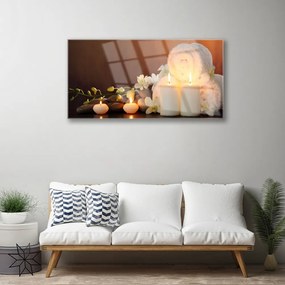 Skleneny obraz Sviečky vaňa umenie 125x50 cm