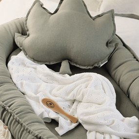 Ľanový vankúš javorový list olivová 43x43 cm