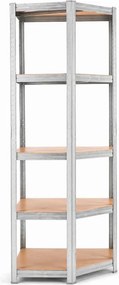 Akcia 6x Regál 180x90x40 cm rohový pozinkovaný 5-polícový, nosnosť 875 kg - 6ks
