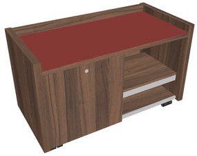 Mobilný kontajner Verno 100 x 50 cm so sklom, ľavý, orech / červená