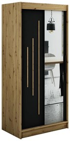 Skriňa Halifax Y2 100 Dub Artisan/čierna/Zrkadlo