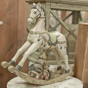 Béžová antik dekorácia hojdací koník Rocking Horse - 29*6*27 cm