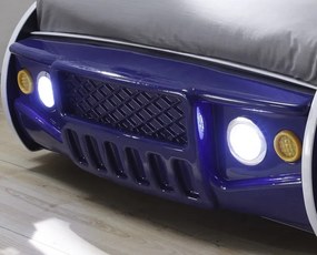 Detská pretekárska posteľ Energy 90x200 cm, modré auto s osvetlením