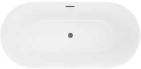 Mexen Luna, Slim voľne stojaca vaňa 170 x 75 cm, biela, prepad brúsený grafit, 52041707500-66