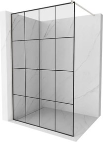 Mexen Kioto, sprchová zástena Walk-In 150 x 200 cm, 8mm číre sklo čierny vzor, brúsená oceľ profil, 800-150-101-97-77