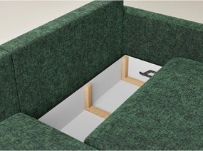 Tmavozelená ženilková rozkladacia/s úložným priestorom rohová pohovka (ľavý roh/s leňoškou) Leon – Maison de Rêve