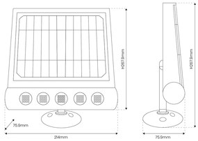 Exteriérové solárne LED svietidlo Talent, 4x LED 8w, čierna, pohybový senzor