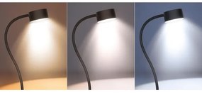 Solight WO3001-B-LED Stm. flexib. lampa s klipom LED/2W/5V 3000/4000/6500K čierna