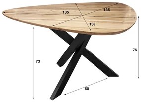 Jedálenský stôl 29-65 135x135cm Triangle Masív drevo Acacia  - Komfort-nábytok