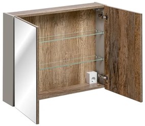 Závěsná koupelnová skříňka se zrcadlem Santa Fe 84-80-A-2D taupe
